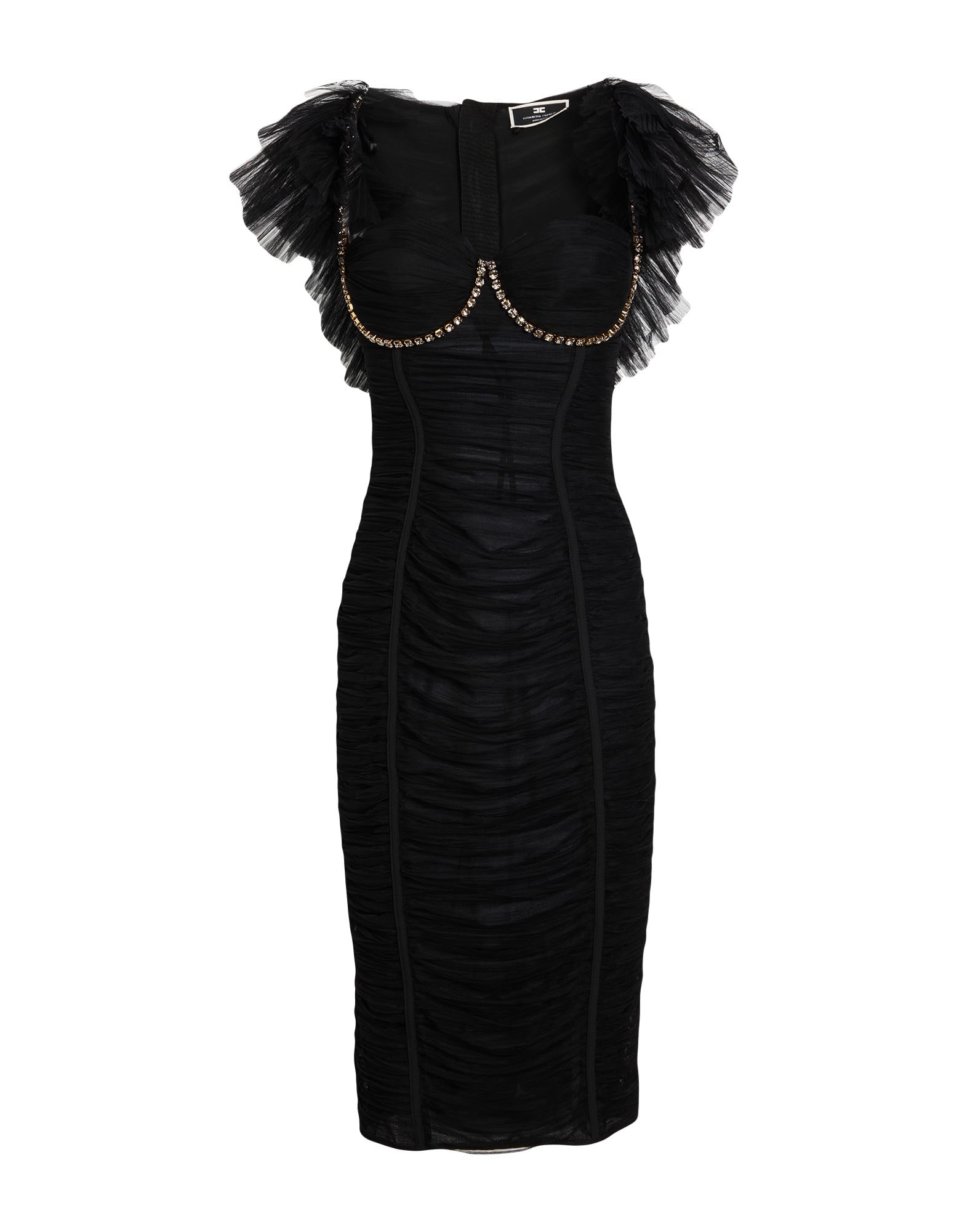 残りわずか【ELISABETTA FRANCHI】ミニワンピースドレスＤ ELISABETTA FRANCHI☆ロゴ ストレッチクレープ ミニドレス