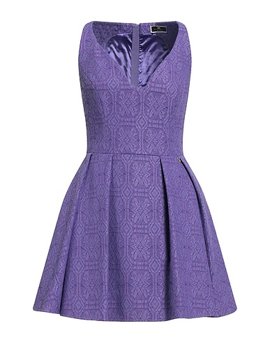 ELISABETTA FRANCHI Vestito corto Viola 40% Cotone, 30% Viscosa, 30% Poliammide