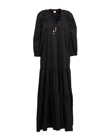 BOSS Midi dress Black 63% Cotton, 32% Polyester, 5% Elastane