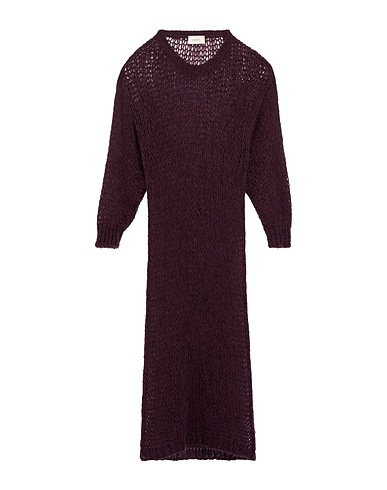 VICOLO Midi dress Dark purple 42% Acrylic, 30% Mohair wool, 28% Polyamide