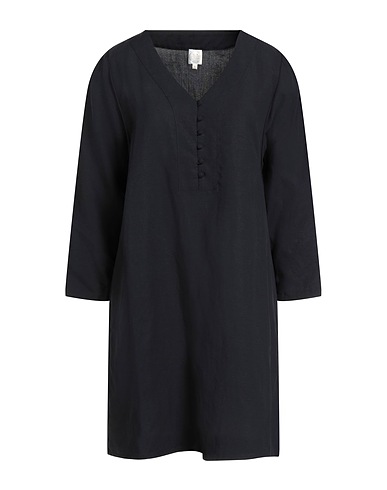 DES PETITS HAUTS Short dress Black 71% Tencel™, 29% Linen