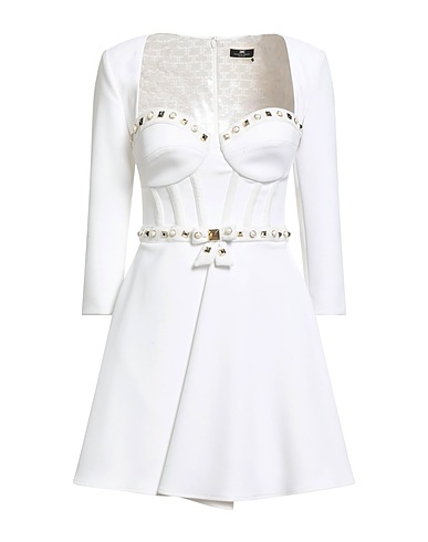 ELISABETTA FRANCHI Short dress White 96% Polyester, 4% Elastane