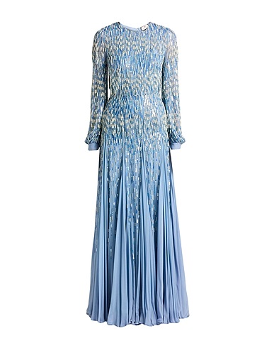 ELISABETTA FRANCHI Long dress Light blue 100% Viscose, Plastic, Glass