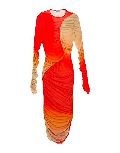 MUGLER Midi dress Tomato red 94% Polyamide, 6% Elastane
