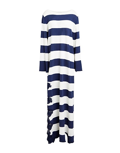 ERMANNO FIRENZE Long dress Navy blue 70% Cotton, 30% Polyamide