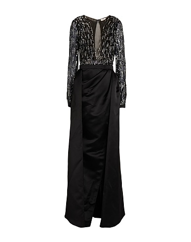 ELISABETTA FRANCHI Long dress Black 100% Polyamide, Polyester