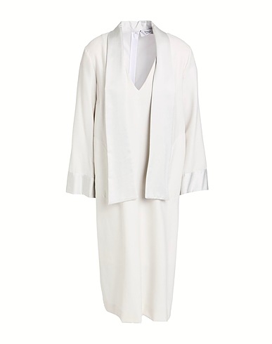 BRACÒ Vestito midi Grigio chiaro 100% Lana Vergine, Viscosa, Elastan