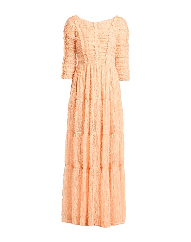 ELISABETTA FRANCHI Long dress Apricot 100% Polyester, Polyamide