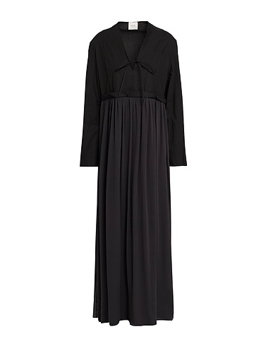 ALYSI Long dress CRÈME Black 100% Cotton, Silk