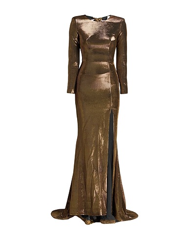 MATTEO MANZINI Long dress Gold 95% Polyester, 5% Elastane