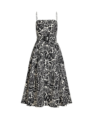 LAUREN RALPH LAUREN Midi dress FLORAL BELTED FAILLE COCKTAIL DRESS
 Black 100% Polyester