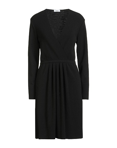 BASE MILANO Kurzes Kleid Schwarz 74% Merinowolle, 26% Polyester