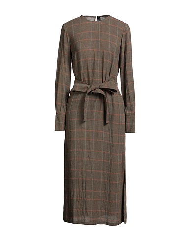 POUSTOVIT Midi dress Khaki 60% Wool, 25% Nylon, 15% Silk