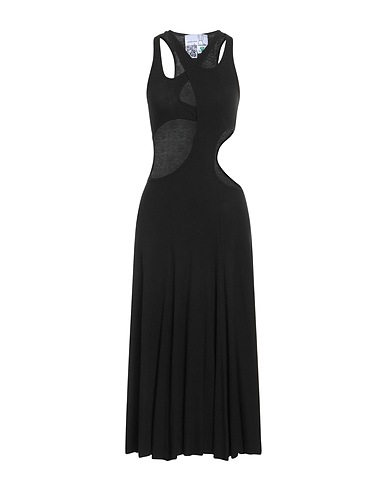 NATASHA ZINKO Vestito midi Nero 93% Viscosa, 7% Elastan