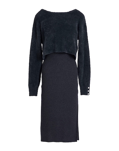 MORGAN DE TOI Midi dress Charcoal 81% Polyamide, 19% Polyester, EcoVero™ viscose