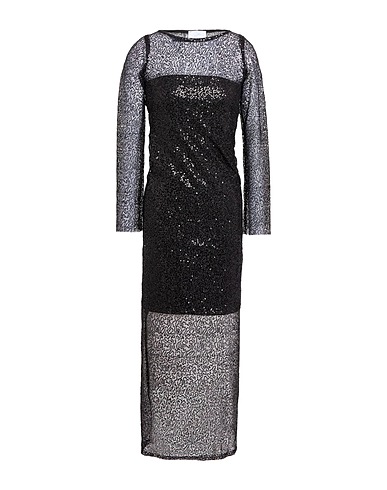 SOALLURE Long dress Black 95% Polyamide, 5% Metallic fiber