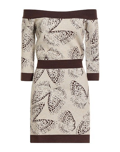 BLUGIRL Short dress Beige 45% Acrylic, 24% Wool, 18% Viscose, 7% Polyester, 6% Polyamide