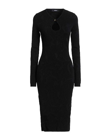 VERSACE Midi dress Black 50% Viscose, 40% Cotton, 10% Polyester