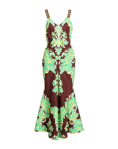 ETRO Long dress Chocolate brown 97% Cotton, 3% Elastane, Polyester, Viscose