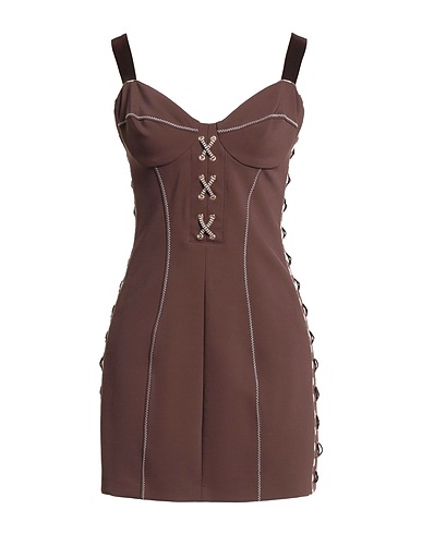 ELISABETTA FRANCHI Sheath dress Chocolate brown 47% Viscose, 22% Cotton, 21% Polyamide, 10% Elastane