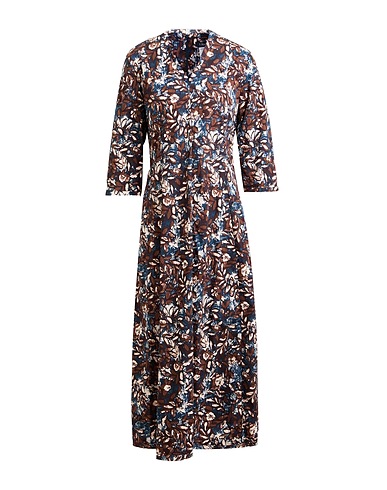 'S MAX MARA Midi-Kleid Schokobraun 100% Baumwolle