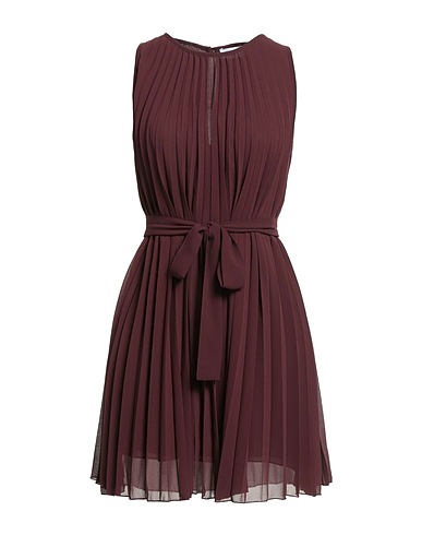 KAOS Pleated dress Chocolate brown 100% Polyester