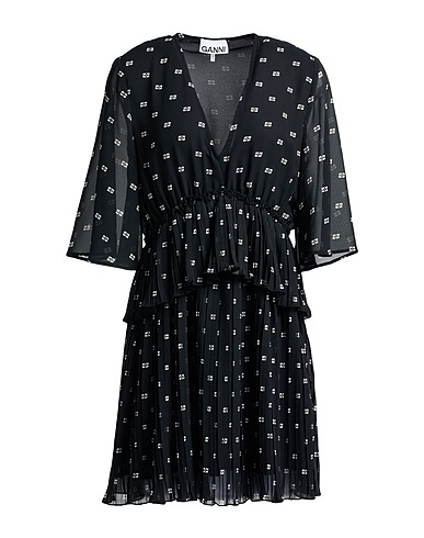 GANNI Pleated dress Black 100% Recycled polyester
