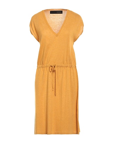 MESSAGERIE Short dress Mustard 35% Linen, 35% Viscose, 30% Cotton