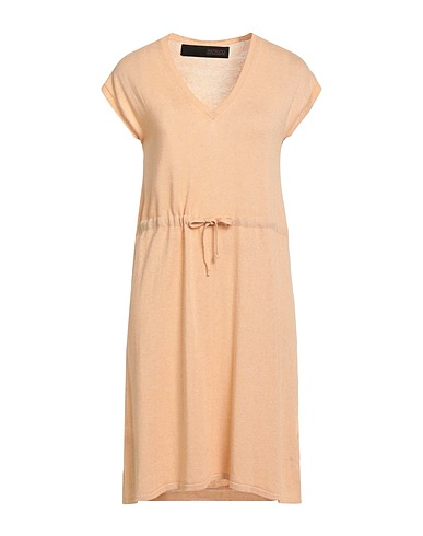 MESSAGERIE Short dress Beige 35% Linen, 35% Viscose, 30% Cotton
