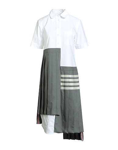 THOM BROWNE Vestito chemisier Bianco 100% Lana, Cotone