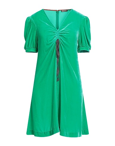MALÌPARMI Short dress Emerald green 80% Viscose, 20% Silk