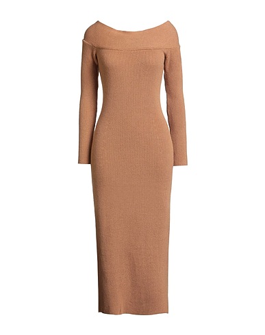 SOALLURE Midi dress Camel 52% Viscose, 28% Polyester, 20% Polyamide