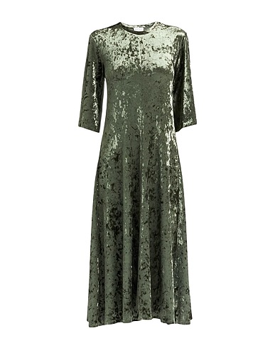 FORTE_FORTE Midi dress Military green 94% Polyester, 6% Elastane