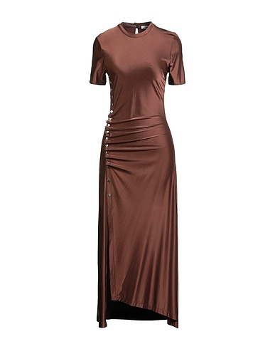 RABANNE Long dress Chocolate brown 90% Viscose, 10% Elastane