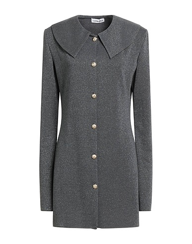 LES FILLES D'EVA Shirt dress Charcoal 66% Viscose, 30% Polyester, 4% Elastane