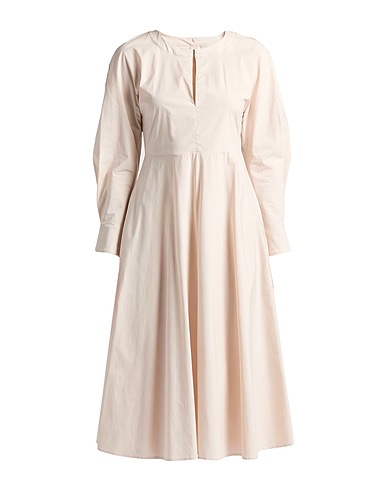 LIVIANA CONTI Midi dress Beige 64% Cotton, 31% Polyamide, 5% Elastane