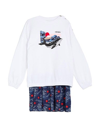 KENZO KIDS Dress White 100% Cotton, Elastane, Viscose