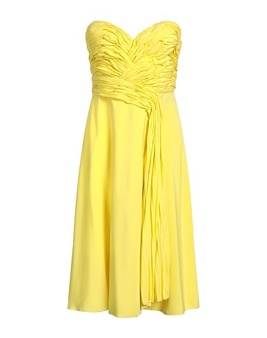 ERMANNO SCERVINO Midi dress Yellow 94% Silk, 6% Elastane