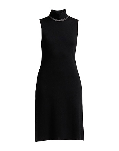 PUROTATTO Vestito in Maglia Nero 100% Lana Merino