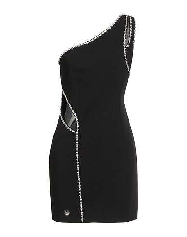 PHILIPP PLEIN One-shoulder dress COUTURE Black 51% Viscose, 46% Acetate, 3% Elastane, Metal