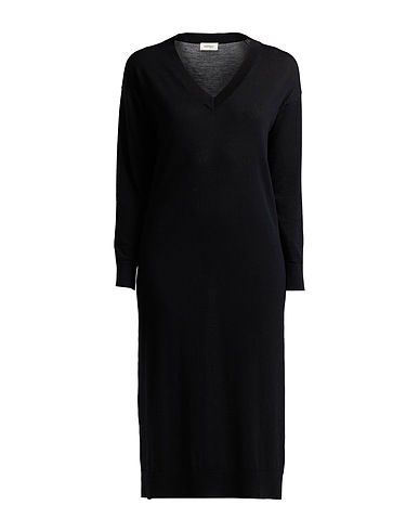 OTTOD'AME Vestito in Maglia Nero 100% Lana Merino