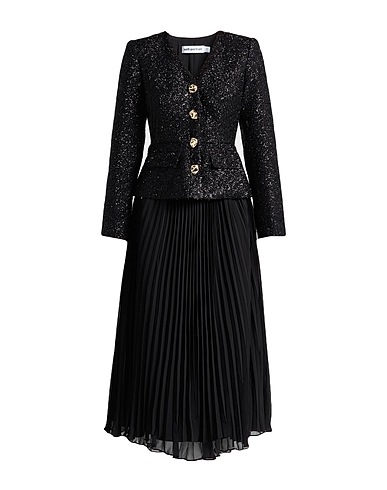 SELF-PORTRAIT Langes Kleid Schwarz 72% Polyester, 23% Metallfaser, 3% Viskose, 2% Wolle