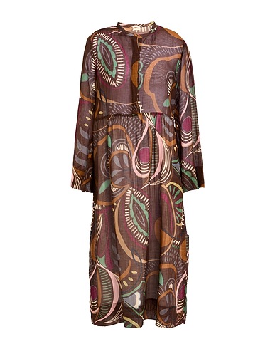 MASSIMO ALBA Midi dress Chocolate brown 80% Cotton, 20% Silk