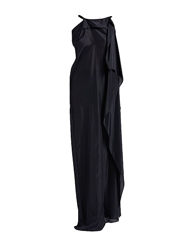 ANN DEMEULEMEESTER Langes Kleid Schwarz 100% Seide, Kalbsleder