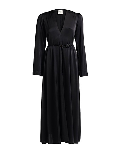 FORTE_FORTE Long dress Black 96% Silk, 4% Elastane