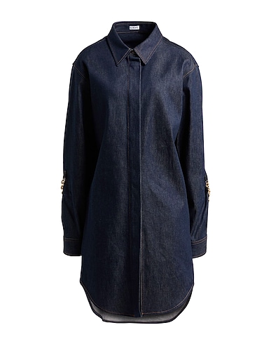 LOEWE Denim dress Blue 100% Cotton, Calfskin