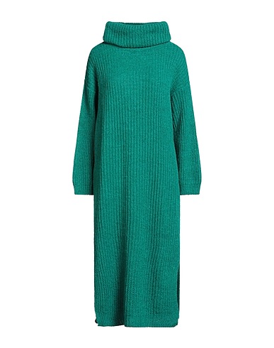 SUSY-MIX Midi dress Emerald green 57% Acrylic, 29% Polyamide, 7% Wool, 7% Viscose
