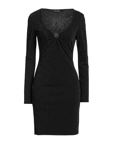 KARL LAGERFELD Elegant dress Black 85% Polyester, 10% Metallic fiber, 5% Elastane