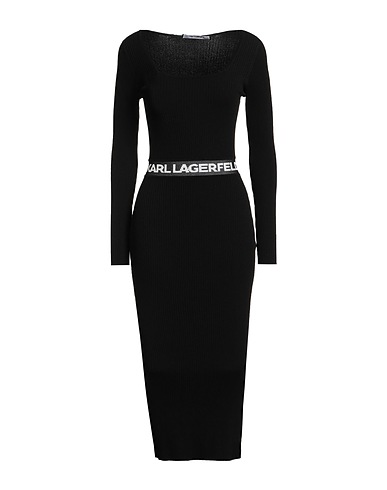 KARL LAGERFELD Midi-Kleid Schwarz 85% Recycelte Viskose, 15% Polyester