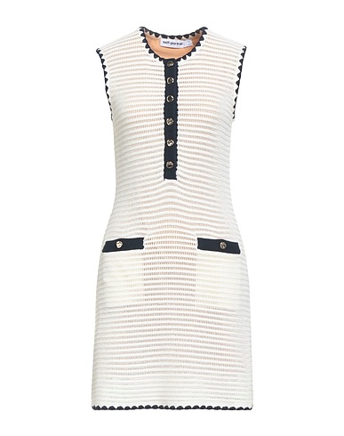 SELF-PORTRAIT Short dress Off white 45% Cotton, 41% Viscose, 10% Polyamide, 4% Cashmere